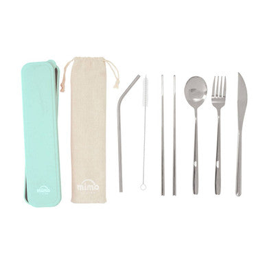 6 Piece Silver Travel Cutlery Set with Case | Mimo