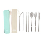 6 Piece Silver Travel Cutlery Set with Case | Mimo