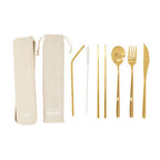 6 Piece Gold Travel Cutlery Set with Case | Mimo