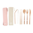 6 Piece Rose Gold Travel Cutlery Set with Case | Mimo
