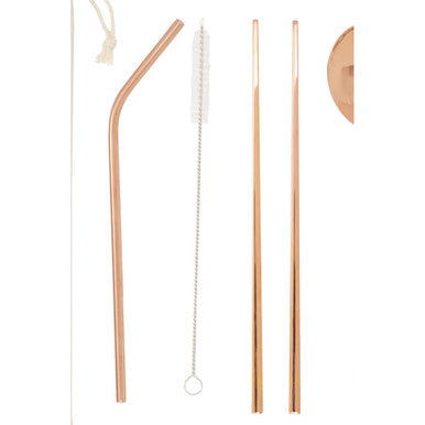 6 Piece Rose Gold Travel Cutlery Set with Case | Mimo
