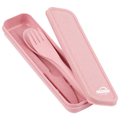 Pink 3 Piece Travel Cutlery Set | Mimo