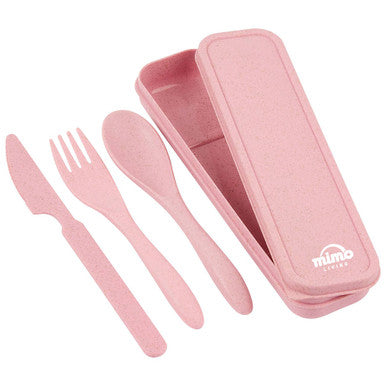 Pink 3 Piece Travel Cutlery Set | Mimo