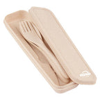 3 Piece Natural Wheat Straw Travel Cutlery Set | Mimo