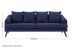 3 Seater Navy Fabric Sofa | Mylo