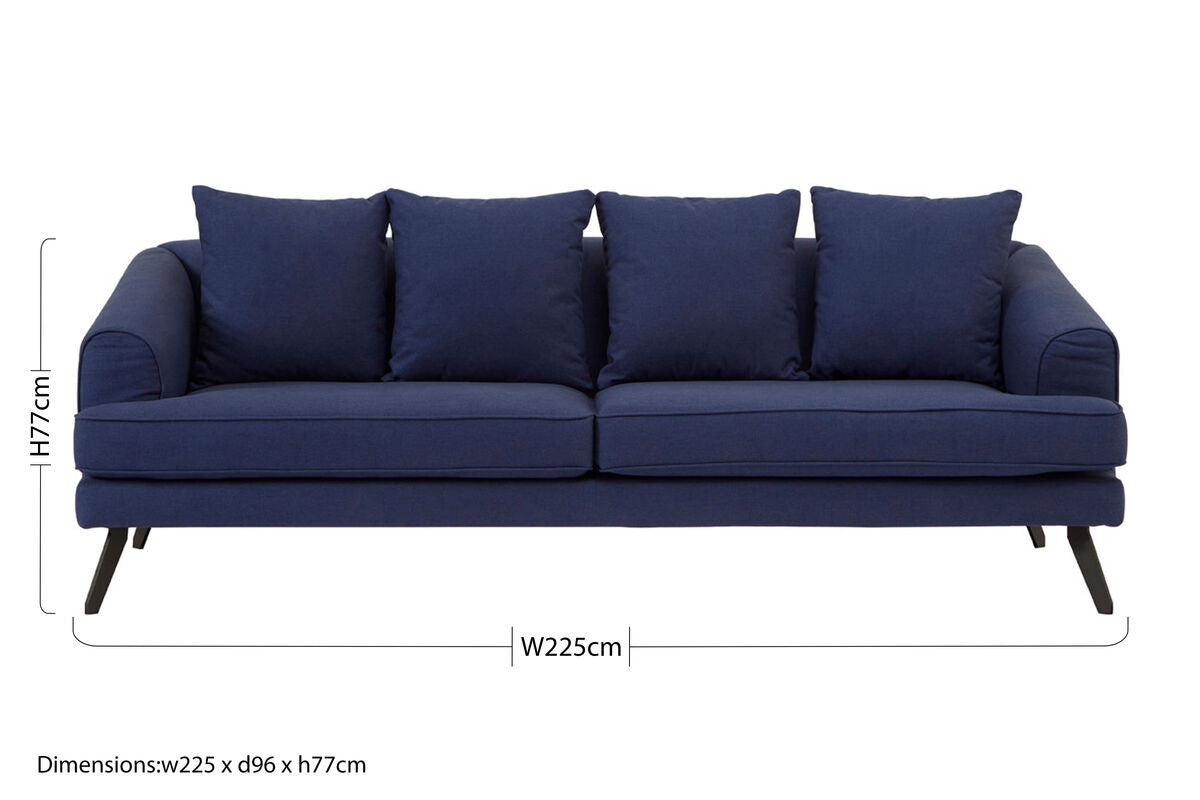 3 Seater Navy Fabric Sofa | Mylo