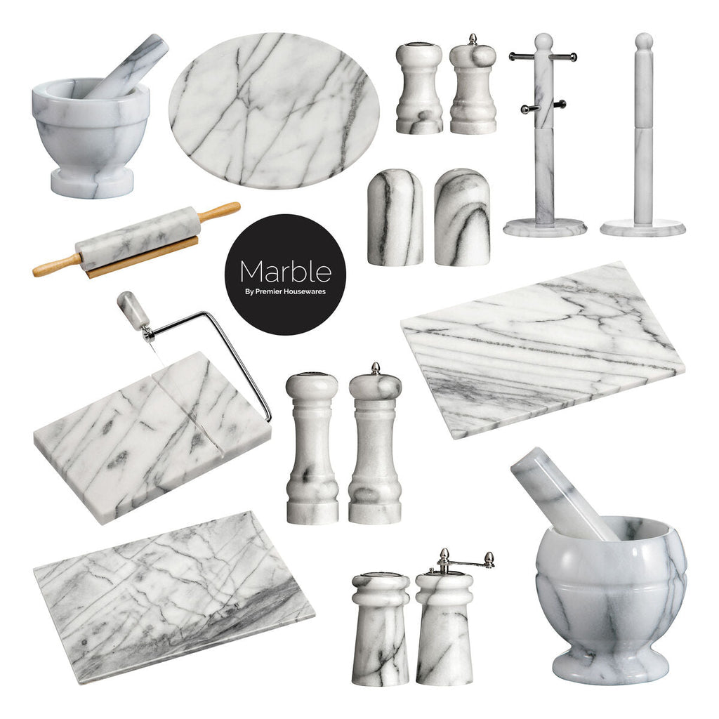 White Marble Cheese Board with Slicer | Salerno
