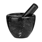 Black Marble Bowl Shaped Mortar and Pestle Set | Marmore