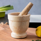 Himaya Champagne Marble Mortar And Pestle