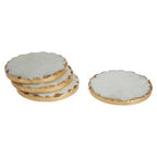 Set of 4 Round White Marble Coasters | Empire