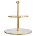 2 Tier White Marble and Gold Finish Cake Stand | Empire