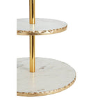2 Tier White Marble and Gold Finish Cake Stand | Empire