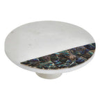 White Marble and Paua Shell Round Cake Stand | Imogen