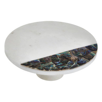 White Marble and Paua Shell Round Cake Stand | Imogen