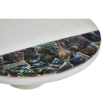 White Marble and Paua Shell Round Cake Stand | Imogen