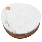 White Marble and Wood Cheese Knife and Board Set | Monzaro