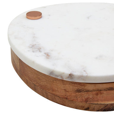 White Marble and Wood Cheese Knife and Board Set | Monzaro