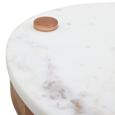White Marble and Wood Cheese Knife and Board Set | Monzaro