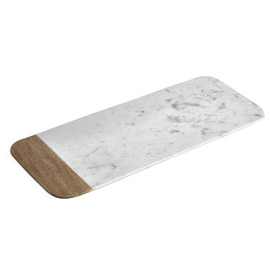 Small White Marble and Mango Wood Serving Tray | Monzaro