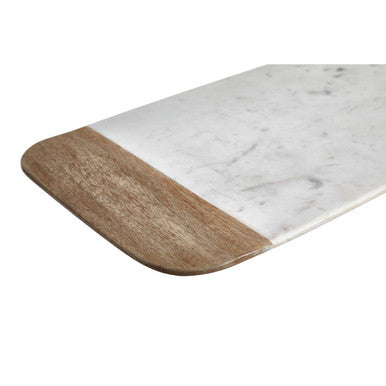 Small White Marble and Mango Wood Serving Tray | Monzaro