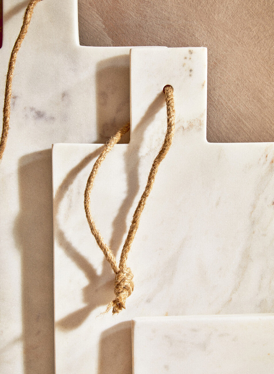Rectangular White Marble Paddle Chopping and Serving Board | Kindia