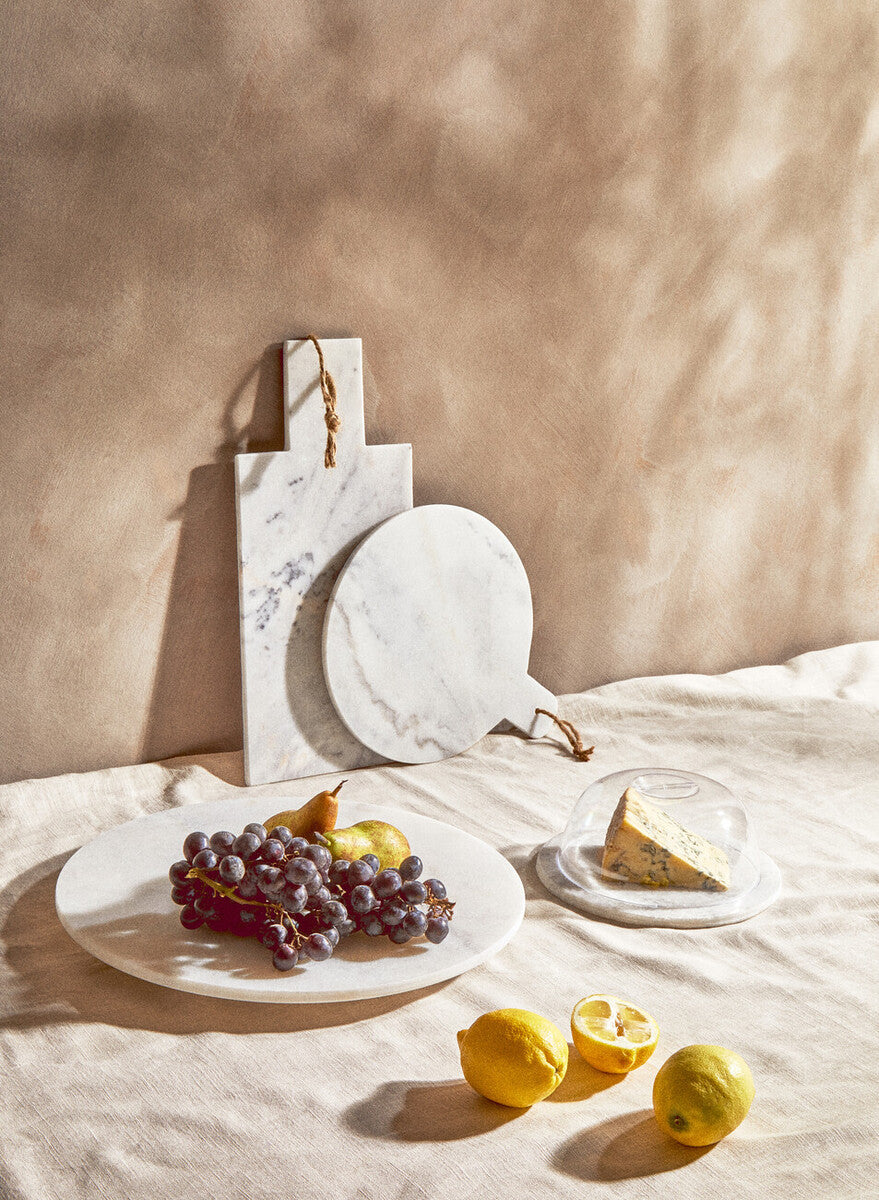Rectangular White Marble Paddle Chopping and Serving Board | Kindia