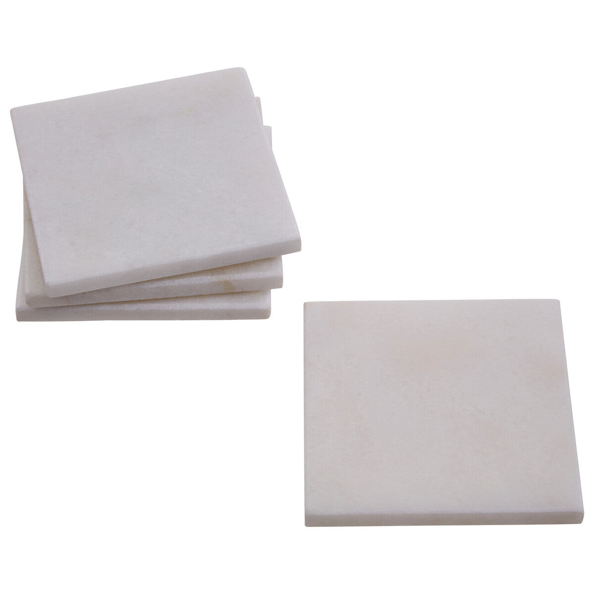 Set of Four White Marble Square Coasters | Kindia