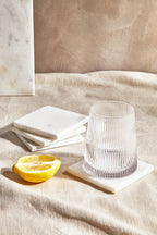 Set of Four White Marble Square Coasters | Kindia