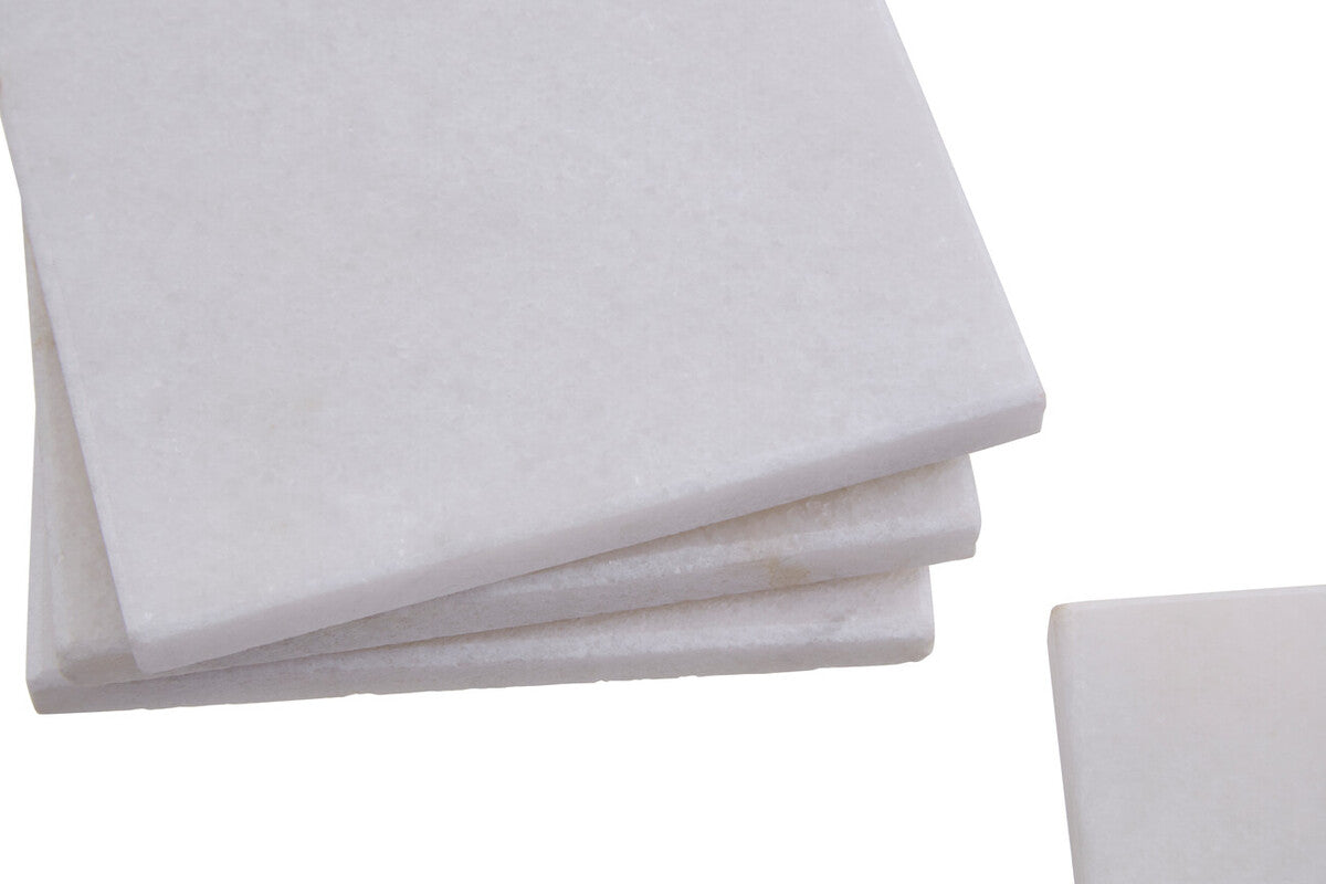 Set of Four White Marble Square Coasters | Kindia
