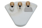 White Marble Triangular Cheese Board with 3 Knives | Kindia