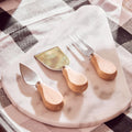 White Marble Triangular Cheese Board with 3 Knives | Kindia