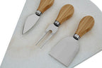 White Marble Triangular Cheese Board with 3 Knives | Kindia