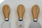 White Marble Triangular Cheese Board with 3 Knives | Kindia