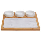 5 Piece White Marble and Ceramic Serving Board | Monzaro