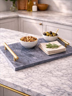 Black Marble Serving Board with Gold Handles | Marmore