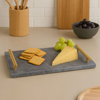 Black Marble Serving Board with Gold Handles | Marmore