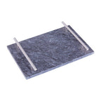 Black Marble Serving Board with Silver Handles | Marmore