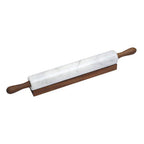 White Marble Rolling Pin with Wooden Stand | Kindia