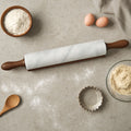 White Marble Rolling Pin with Wooden Stand | Kindia