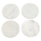 Set of 4 White Marble Round Coasters | Kindia