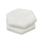 Set of 4 White Marble Hexagonal Coasters | Kindia