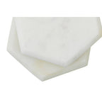 Set of 4 White Marble Hexagonal Coasters | Kindia