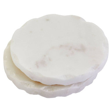 Kindia Set Of 4 White Marble Rustic Edge Coasters