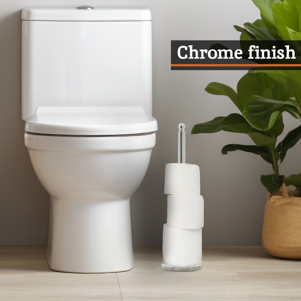 Chrome and White Marble Toilet Roll Holder | Linnea