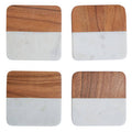 Set of Four Marble and Acacia Wood Coasters | Monzaro