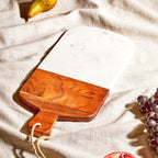 Rectangular Marble and Acacia Wood Paddle Board | Monzaro