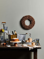 Round White Marble and Acacia Wood Cake Stand | Monzaro