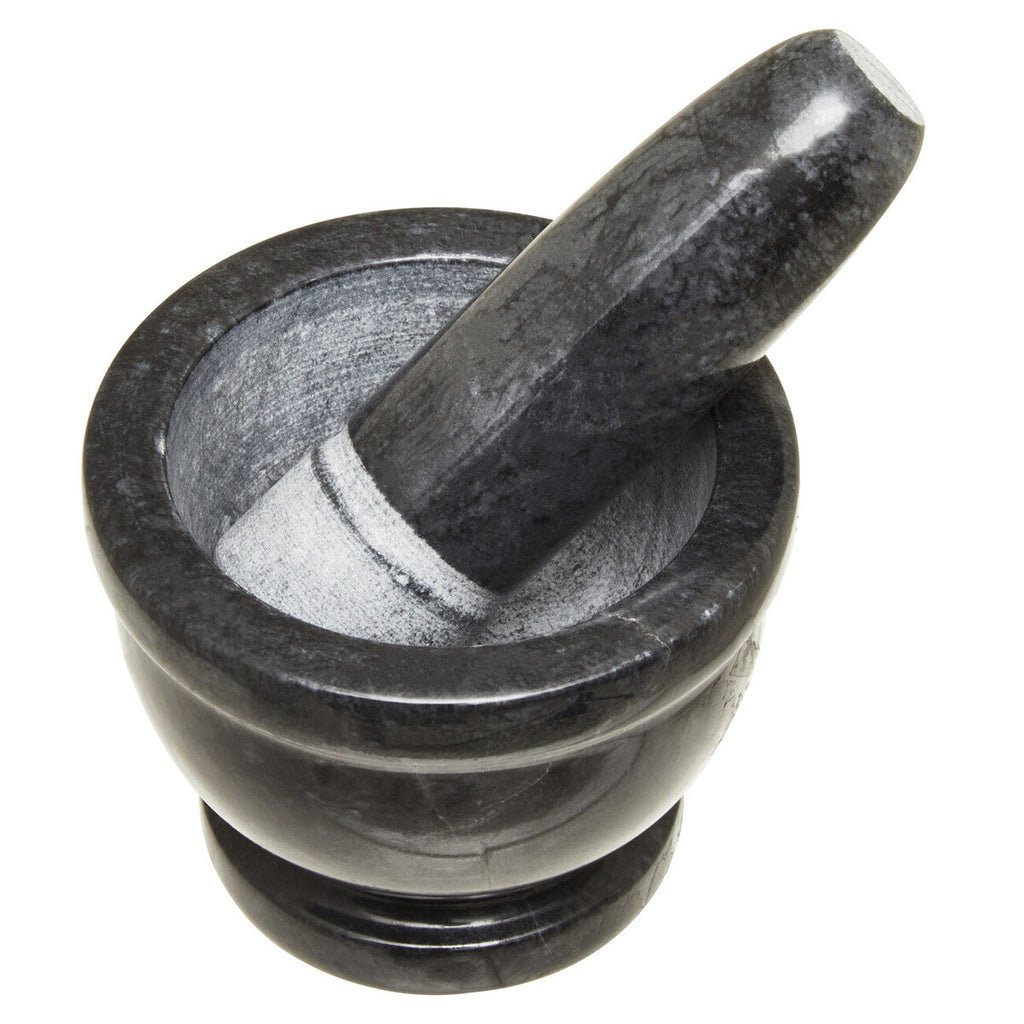 Black Marble Mortar and Pestle with Rim | Marmore