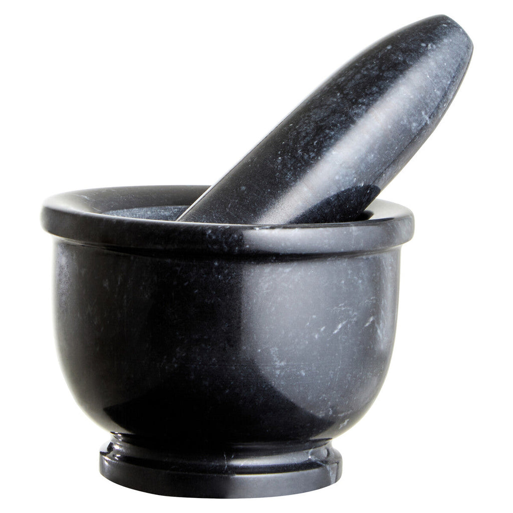 Black Marble Mortar and Pestle with Rim | Marmore
