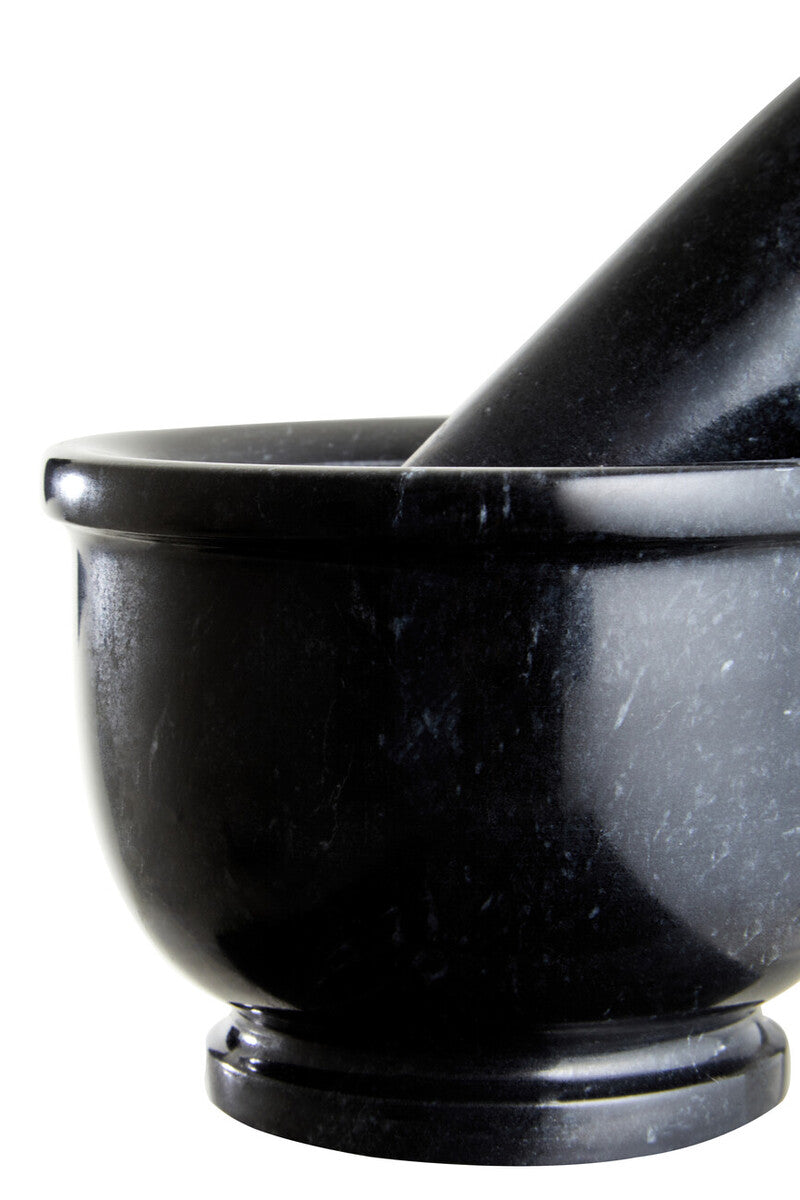 Black Marble Mortar and Pestle with Rim | Marmore